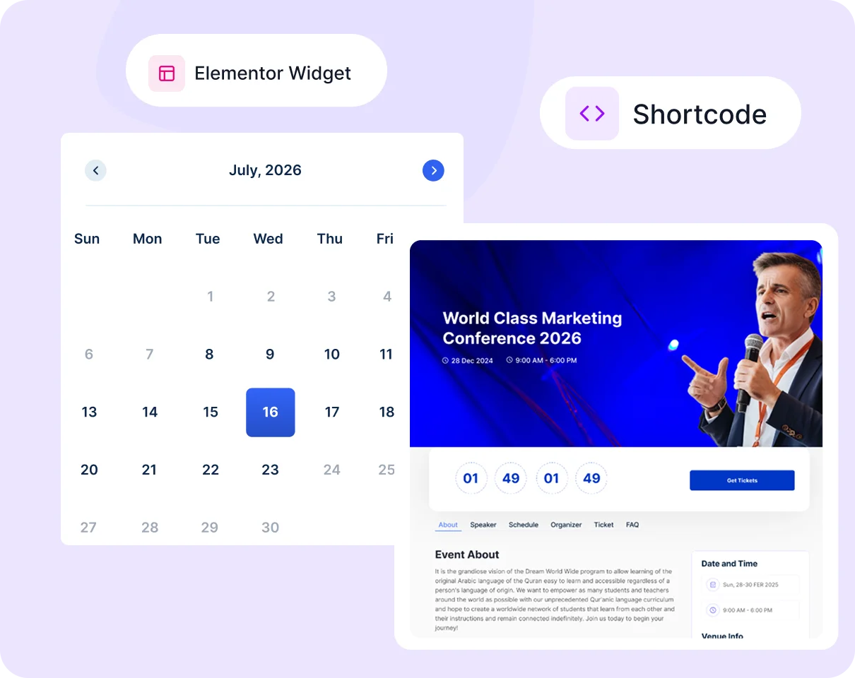 Easy Setup with Shortcode & Elementor Widget