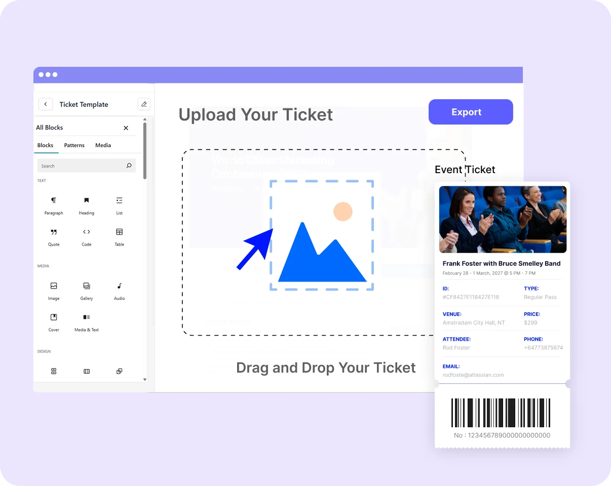 Drag-and-Drop Event Ticket Builder