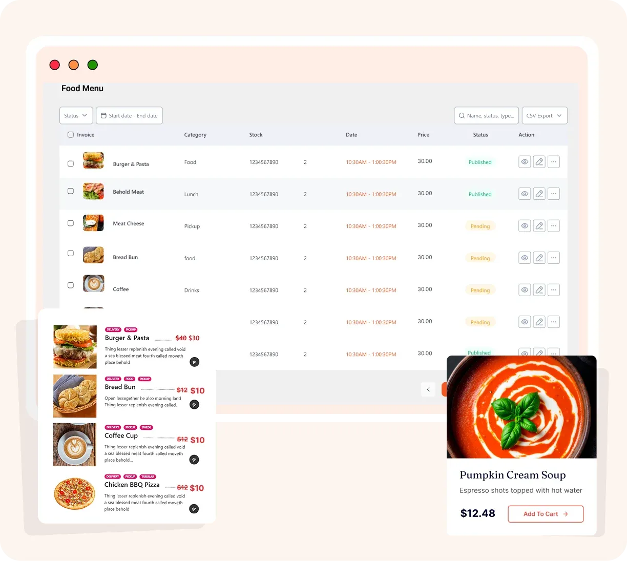 Step 2: Add your food items, categories, prices & variations